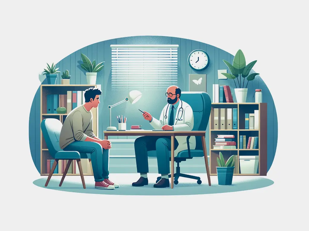 Illustration of a Person with Mental Health Conditions and Mental Health Disorders Seeking a Doctor Who Understands Addiction Medicine | AIS